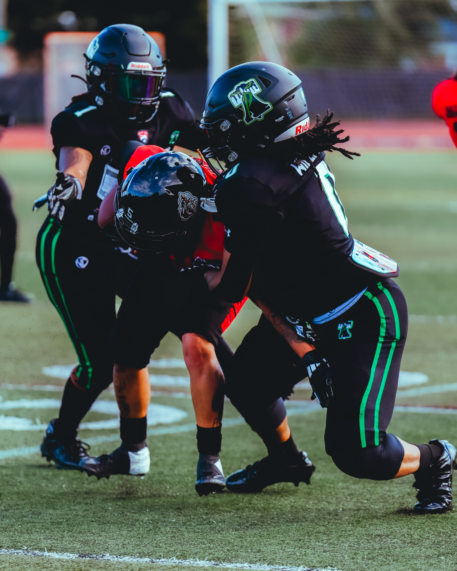 Phantomz defender delivers a tackle